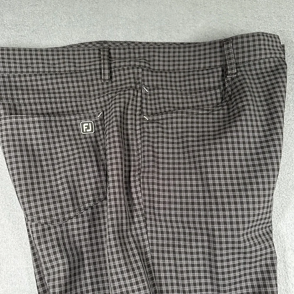 FootJoy Athletic Fit‎ Pants Mens 35x30 Gray Check Golf Stretch Casual Khakis